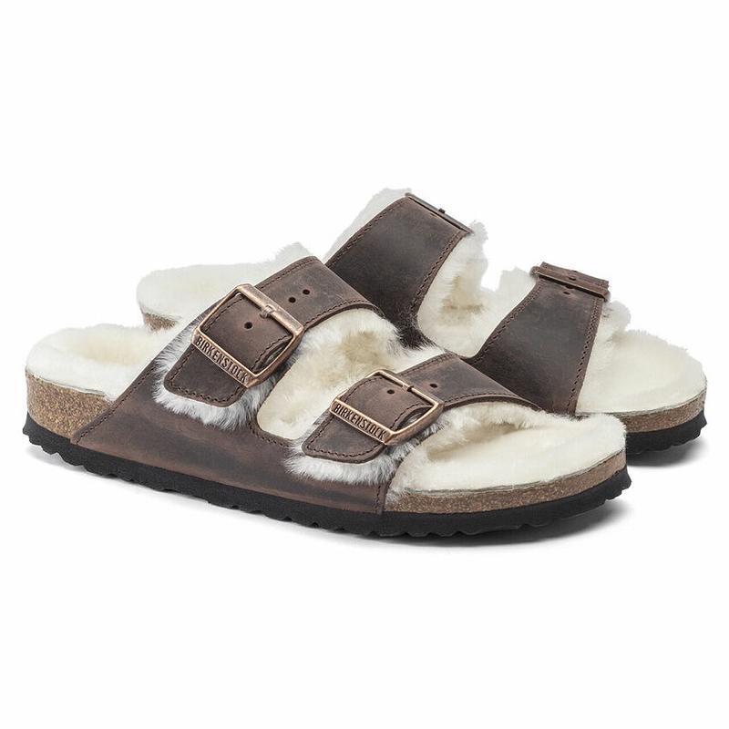 Birkenstock Shearling Oiled Læder Arizona Herre Kaffe | DK 247MQZ